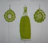 Green Dishtowel and Decorative Potholders