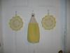 Yellow Dishtowel and Decorative Potholders